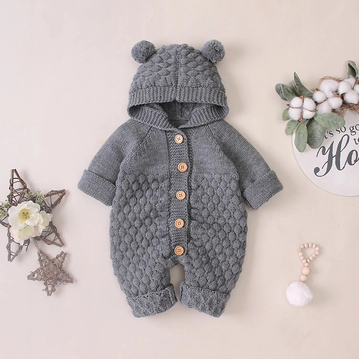 0-24M Newborn Baby Knitted Sweater Jumpsuits