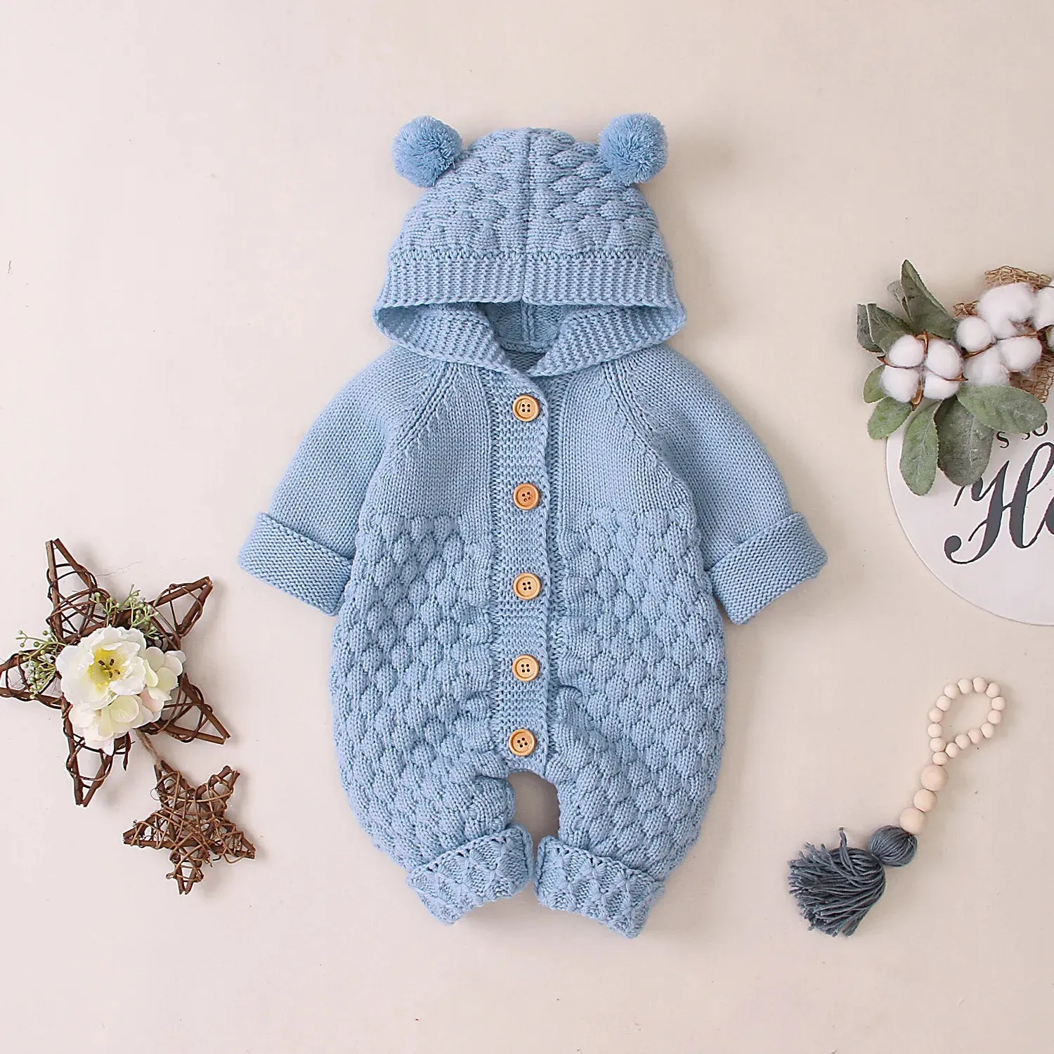0-24M Newborn Baby Knitted Sweater Jumpsuits