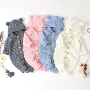0-24M Newborn Baby Knitted Sweater Jumpsuits