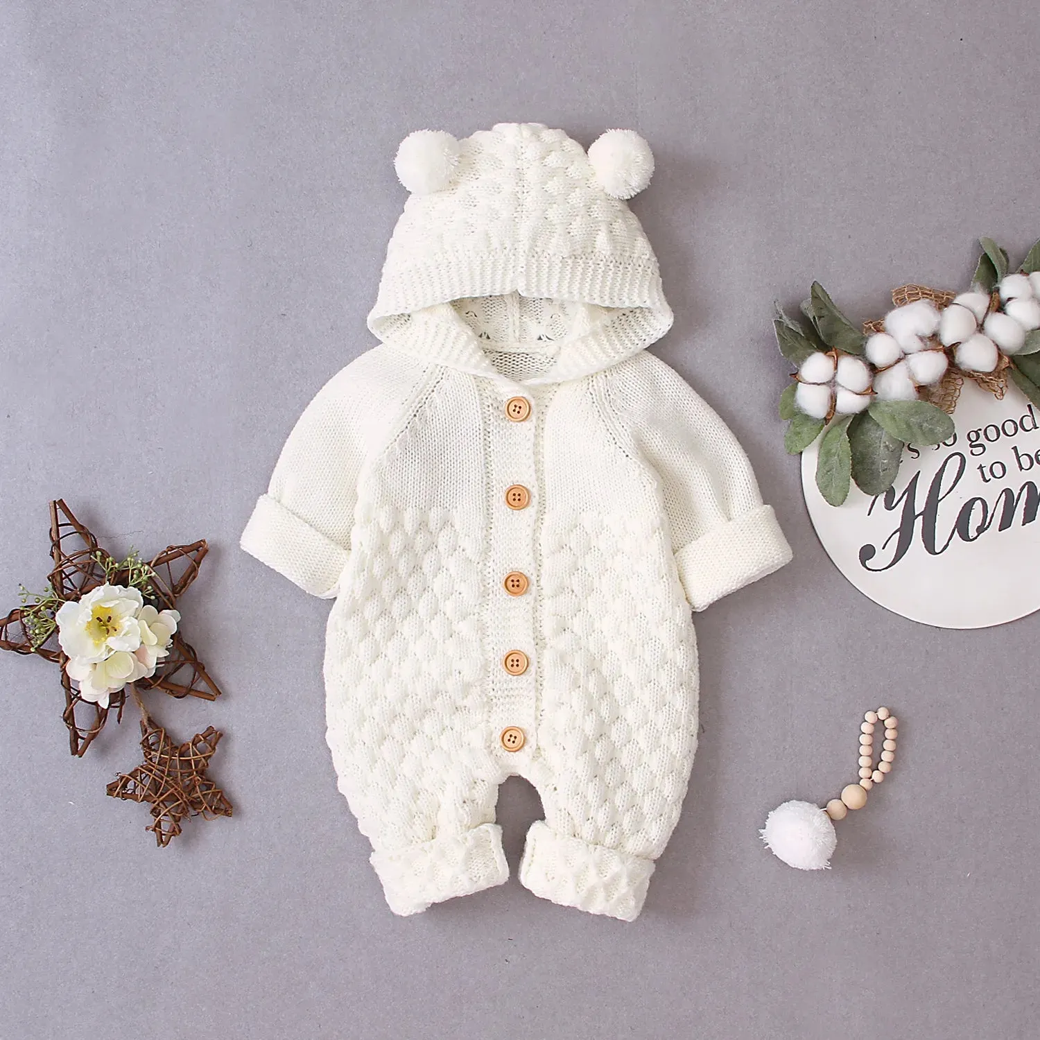 0-24M Newborn Baby Knitted Sweater Jumpsuits