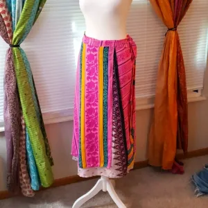 100% Silk Recycled Reversible Sari Skirt Size 14-32