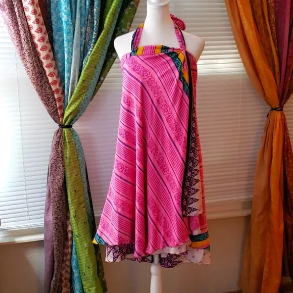 100% Silk Recycled Reversible Sari Skirt Size 14-32