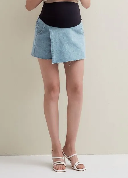 241509B1 Wrap Maternity Denim Skort