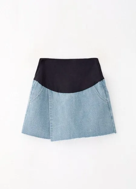 241509B1 Wrap Maternity Denim Skort
