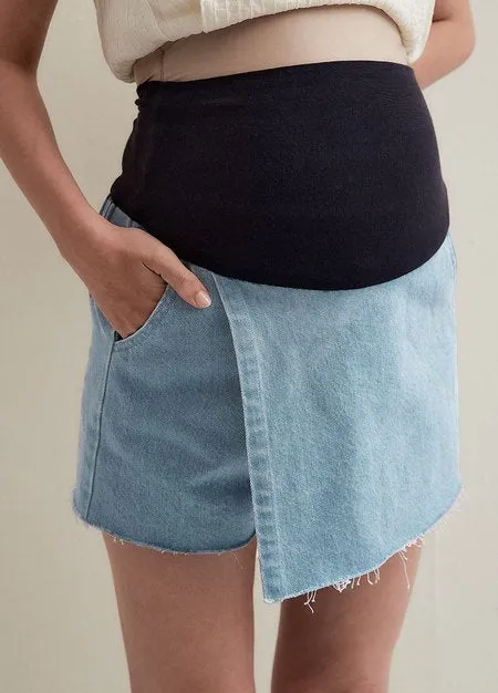 241509B1 Wrap Maternity Denim Skort