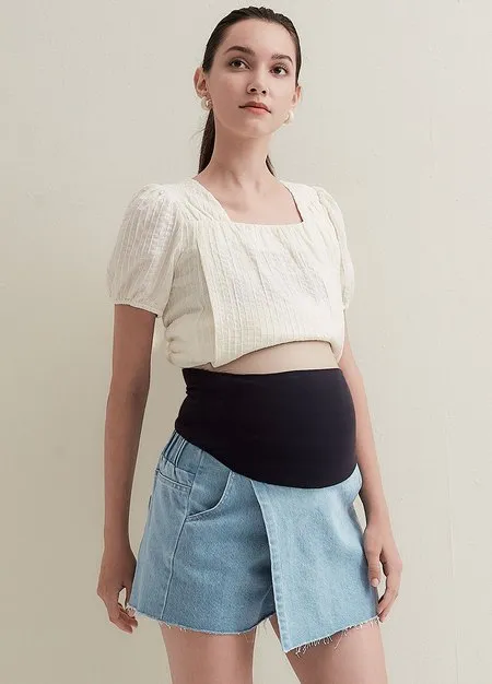 241509B1 Wrap Maternity Denim Skort
