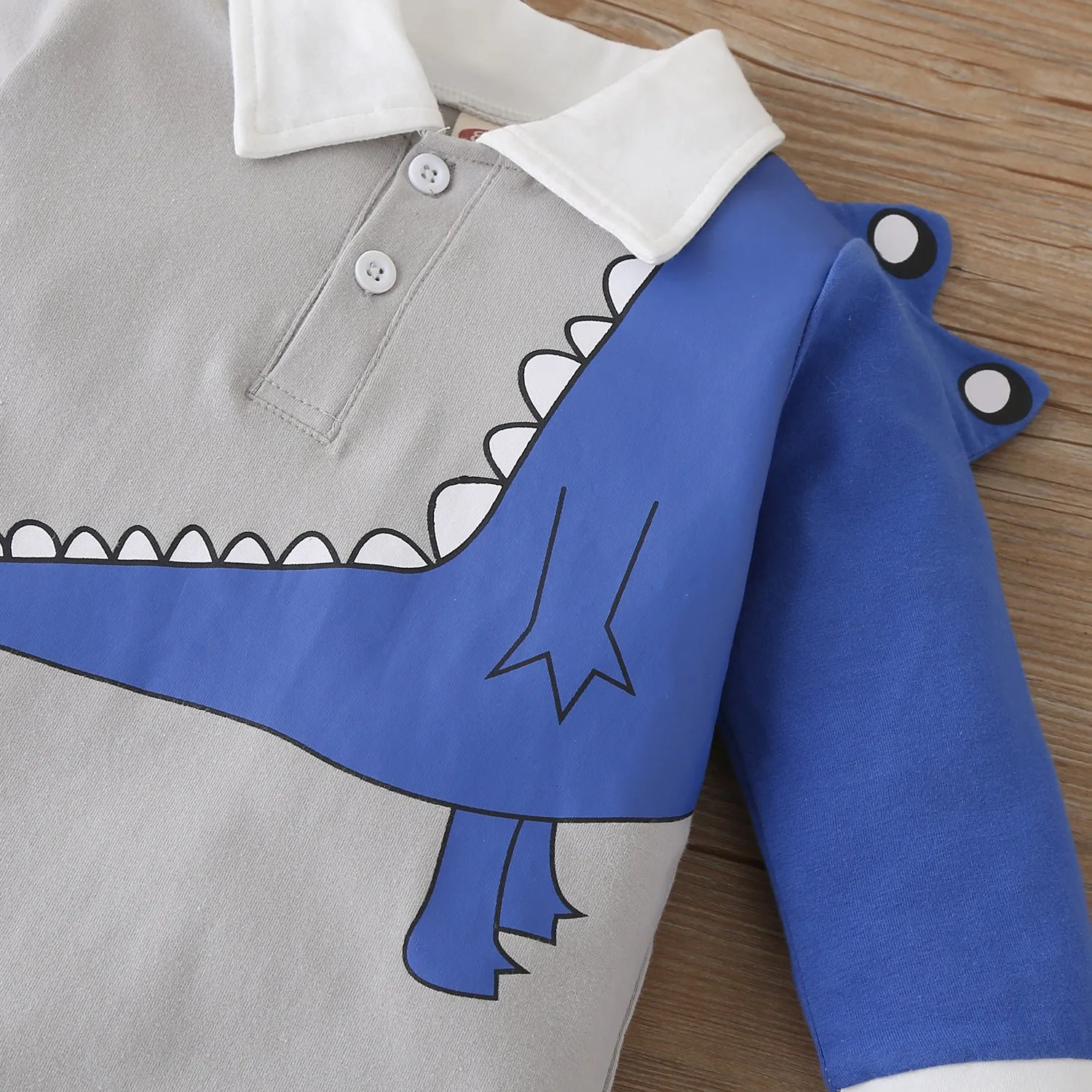 3D Crocodile Long Sleeve Jumpsuit 9M-18M