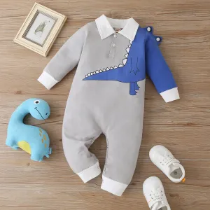 3D Crocodile Long Sleeve Jumpsuit 9M-18M