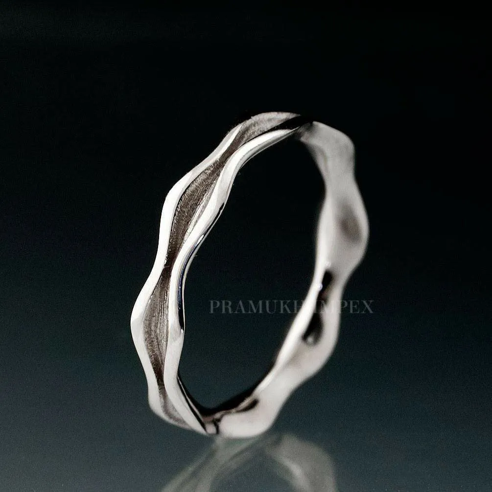4mm Wide Wedding Band yellow gold Wave Narrow simple ring Art Deco Wedding Band Unique Man Made Simple Band on Etsy