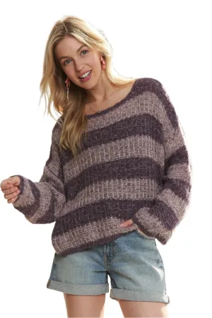 ADORA Horizontal Stripes Knit Textured Sweater