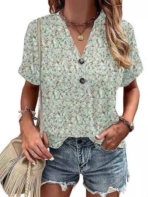 Aeliana™ - Floral Buttoned Blouse