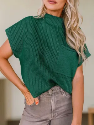Always Essential Mock Neck Sweater: Hunter Green