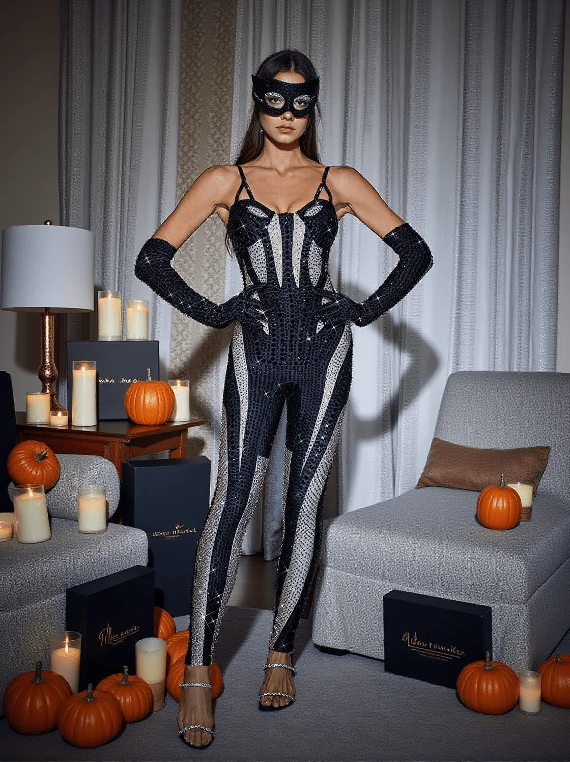 Amalia Diamante Jumpsuit In Black