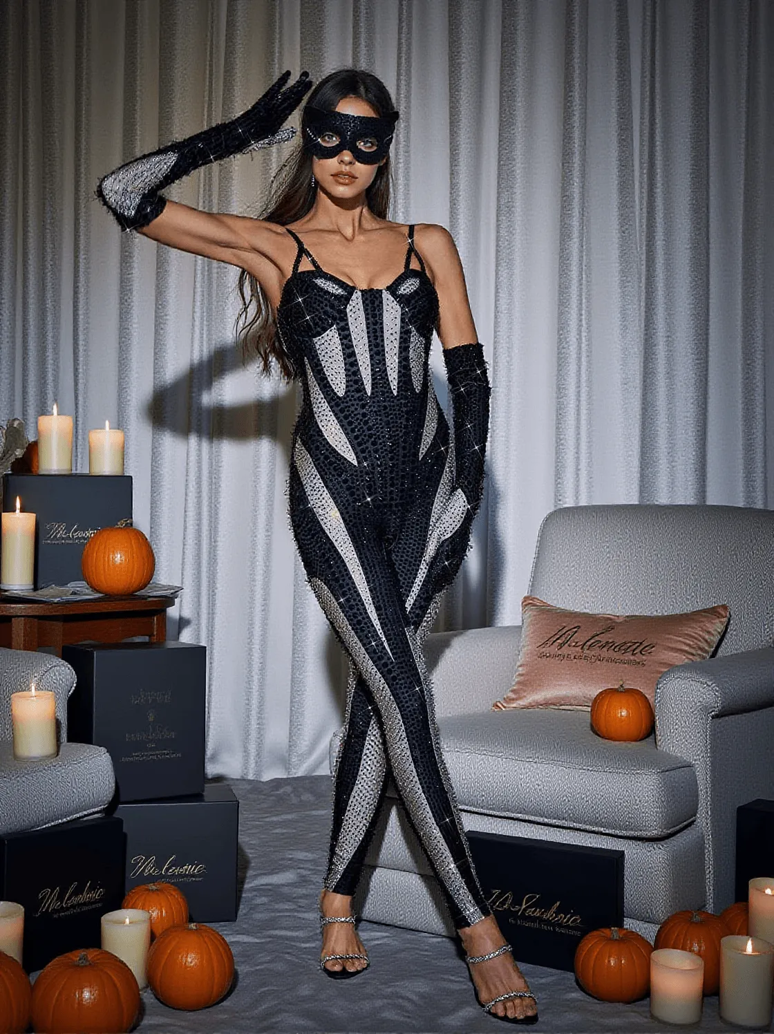 Amalia Diamante Jumpsuit In Black