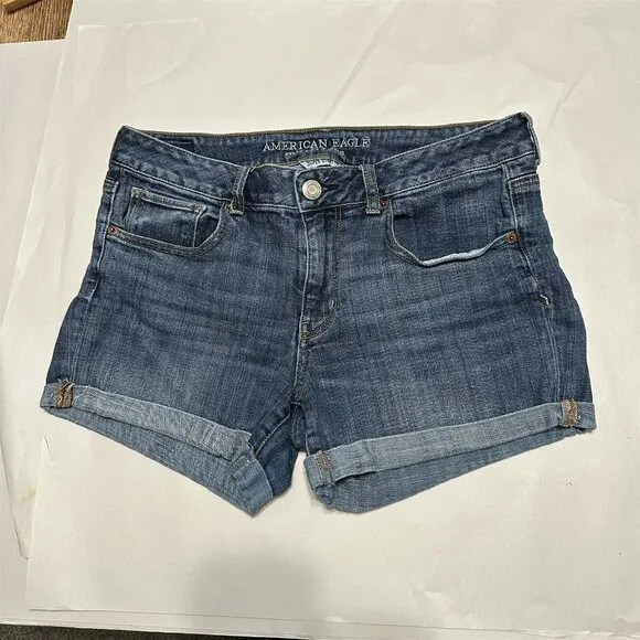 American Eagle Shorts Jean Super Stretch Womens 12 Denim Cuffed Short