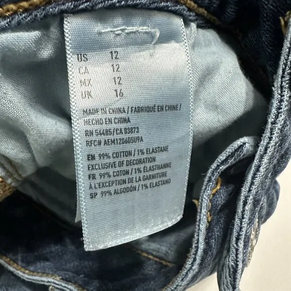 American Eagle Shorts Jean Super Stretch Womens 12 Denim Cuffed Short