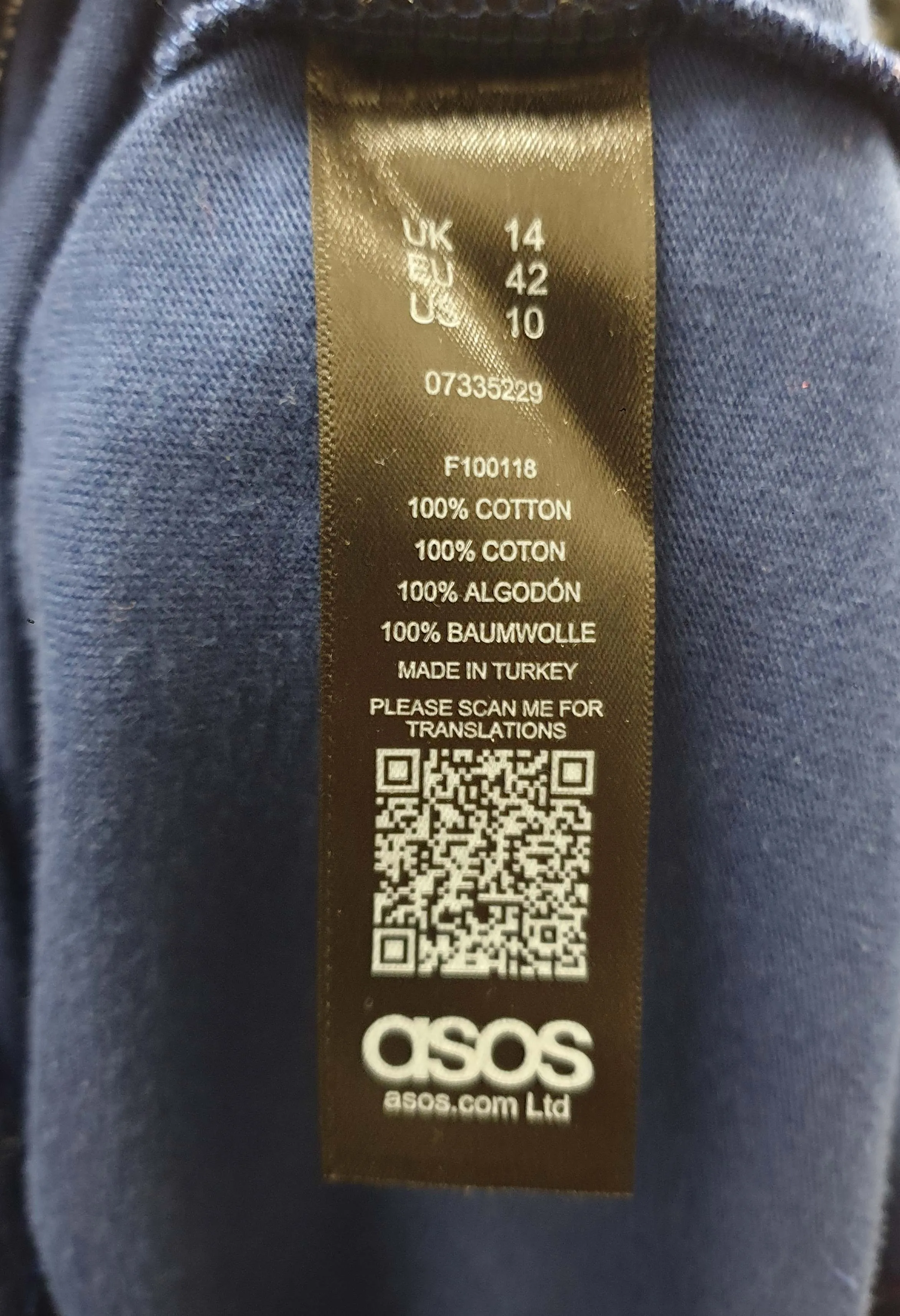 Asos navy tee shirt dress with fun and colourful striped print size UK 14