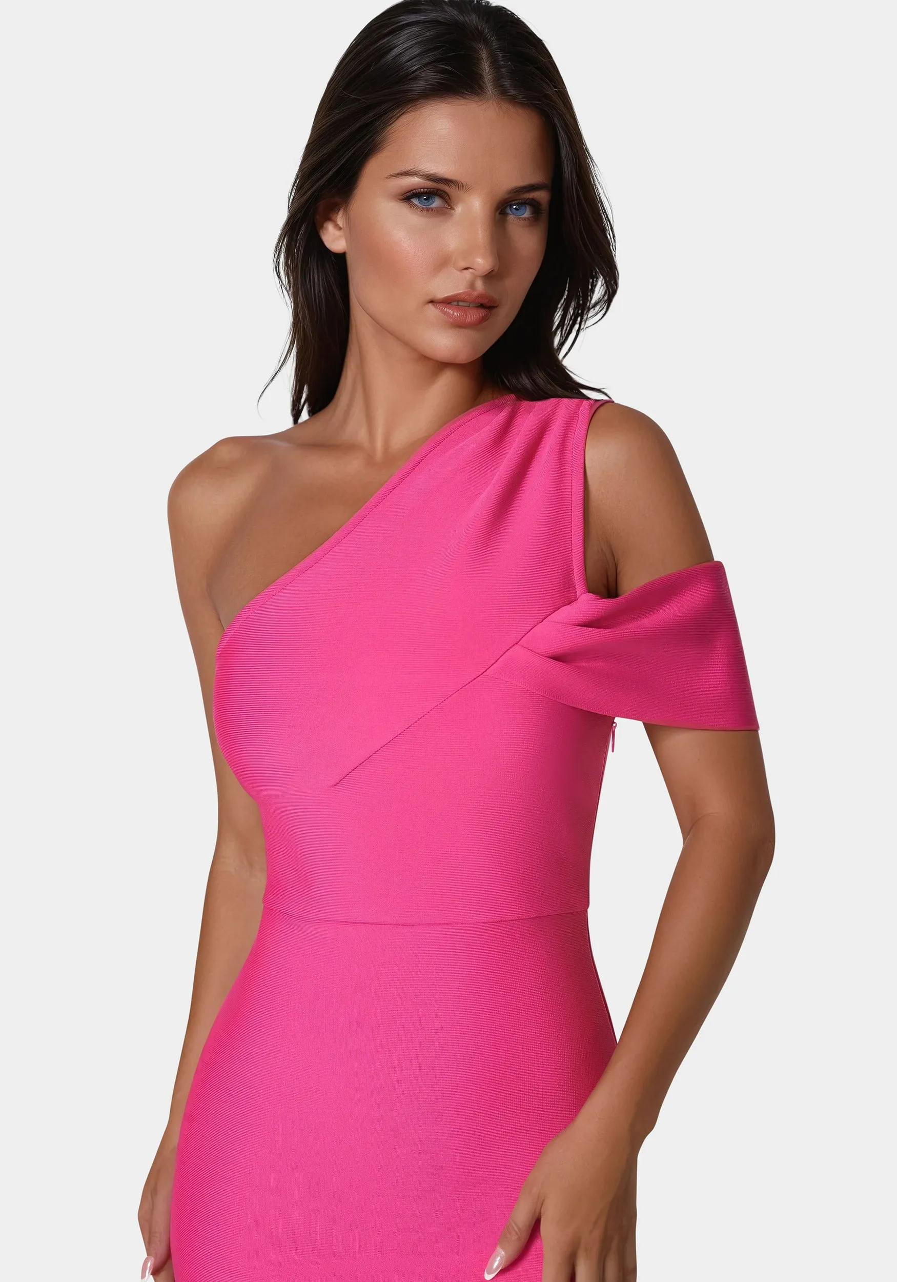 Asymmetrical High Slit Bandage Midi Dress