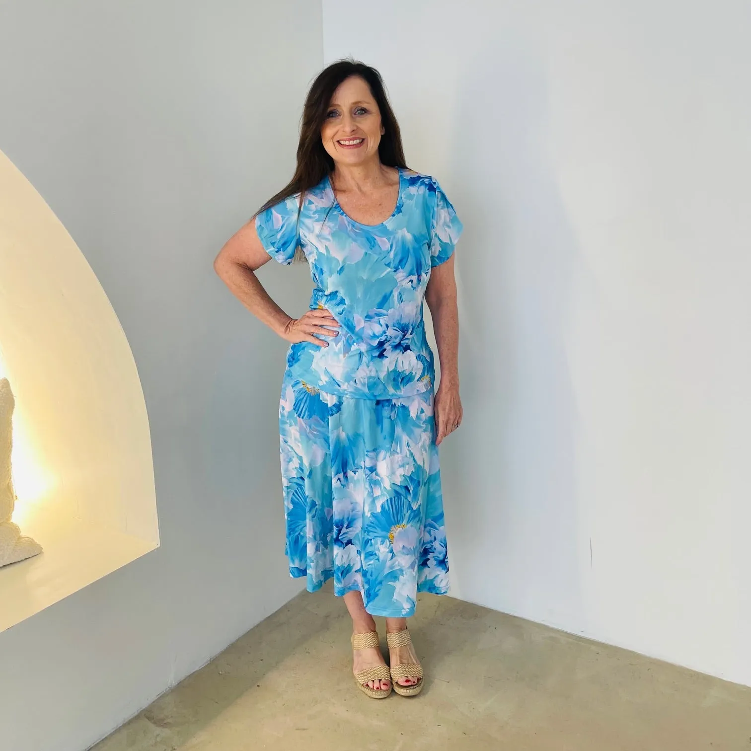 Azure Bay cross over sleeve top