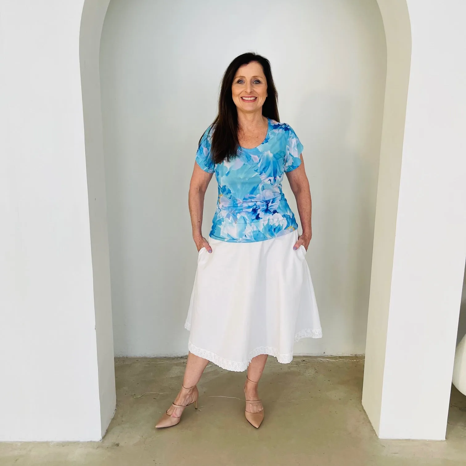 Azure Bay cross over sleeve top