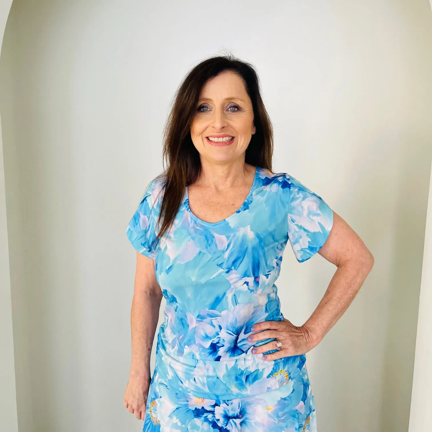 Azure Bay cross over sleeve top