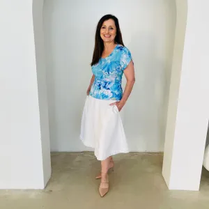 Azure Bay cross over sleeve top