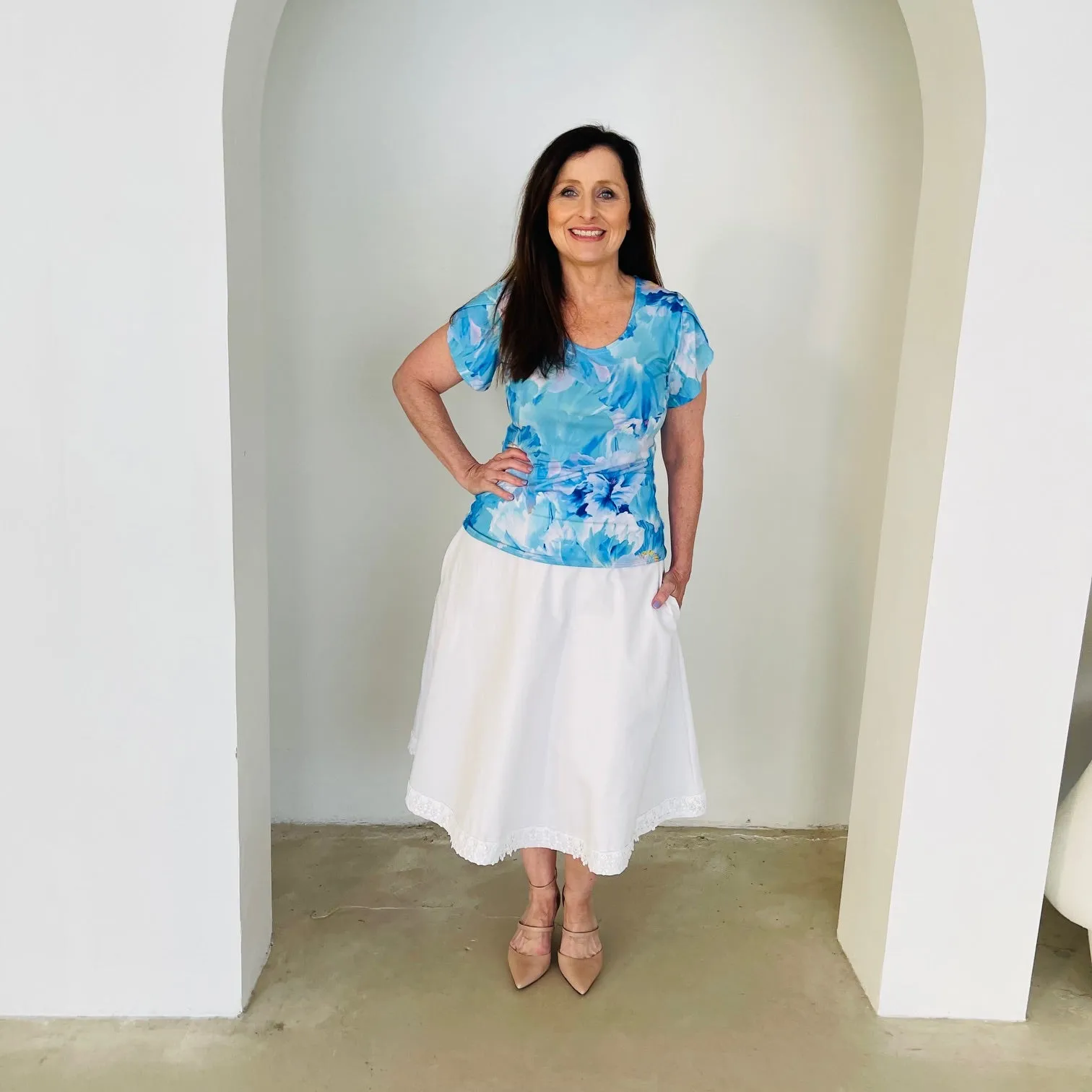 Azure Bay cross over sleeve top