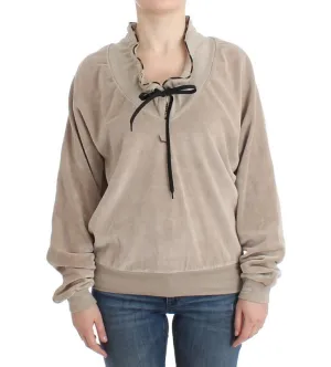 Beige velvet cotton sweater