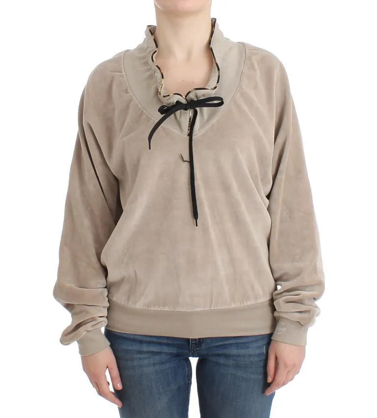 Beige velvet cotton sweater
