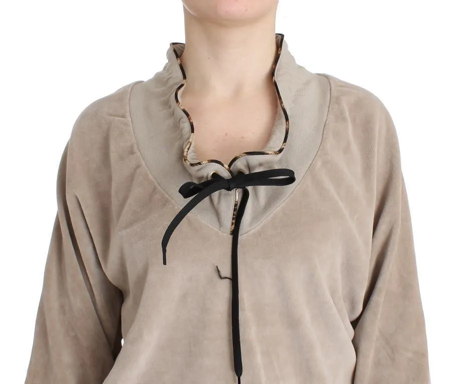 Beige velvet cotton sweater