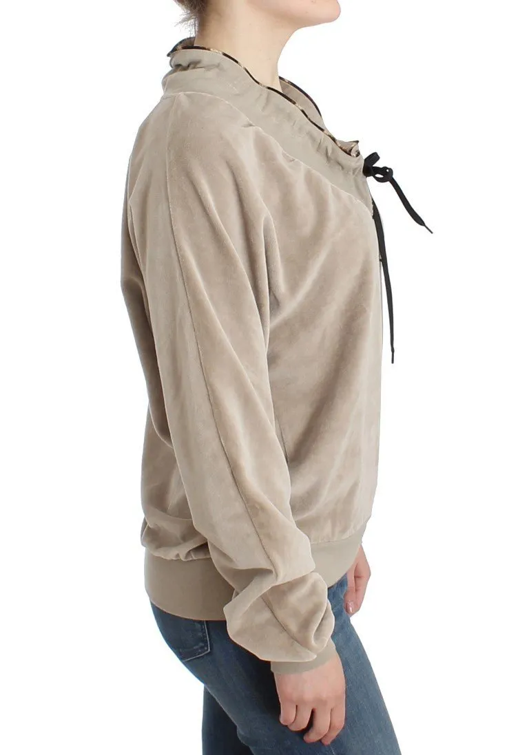 Beige velvet cotton sweater