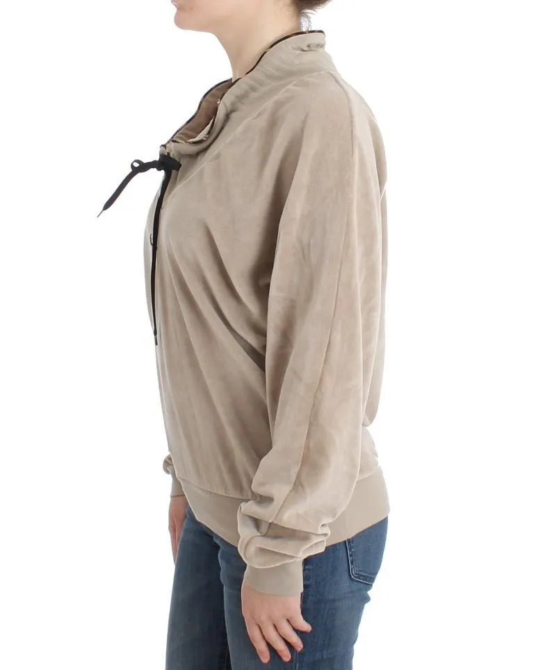 Beige velvet cotton sweater