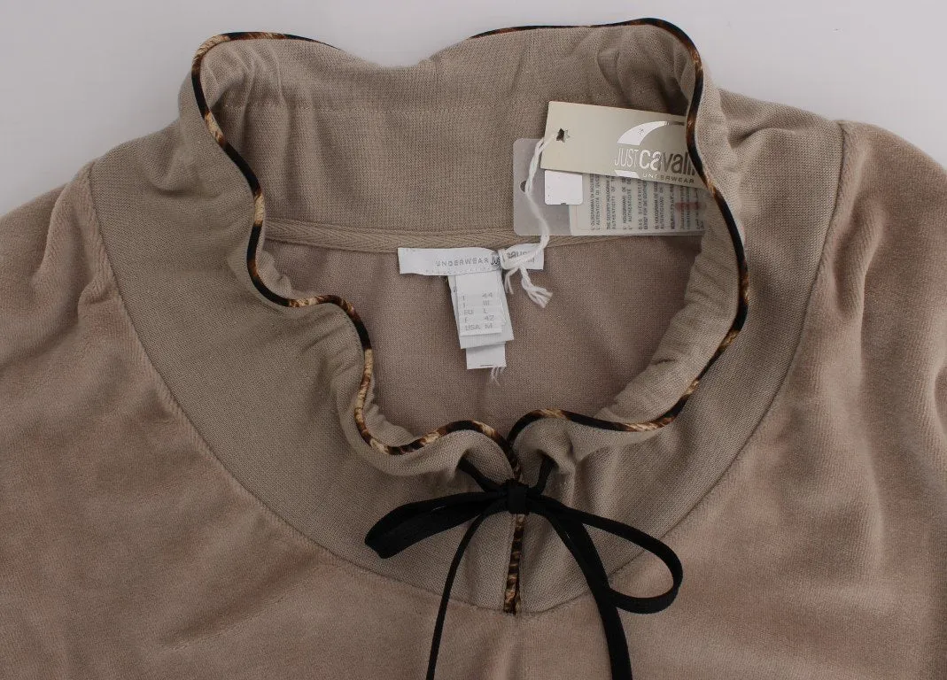 Beige velvet cotton sweater