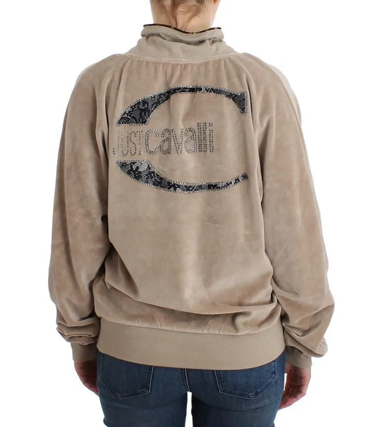 Beige velvet cotton sweater