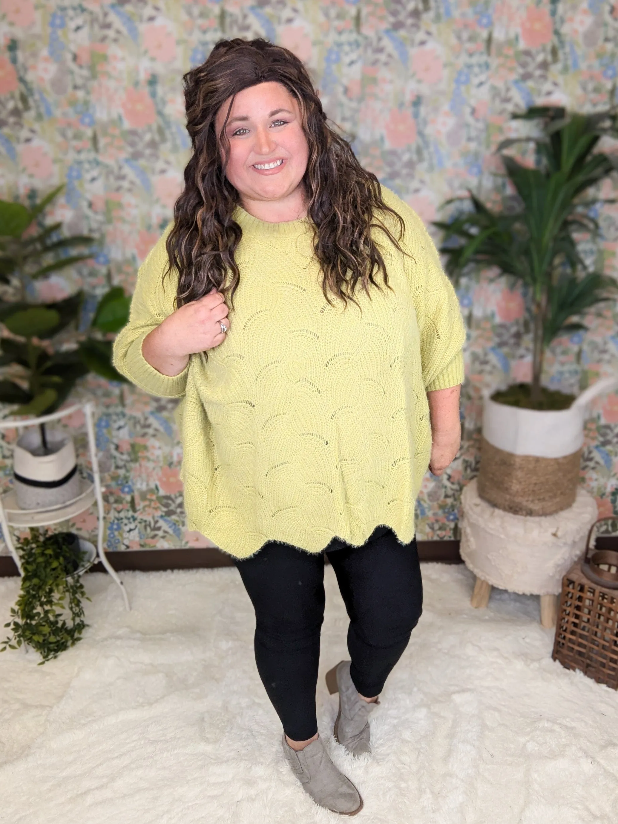 Bekah Pointelle Dolman Sweater in Pistachio