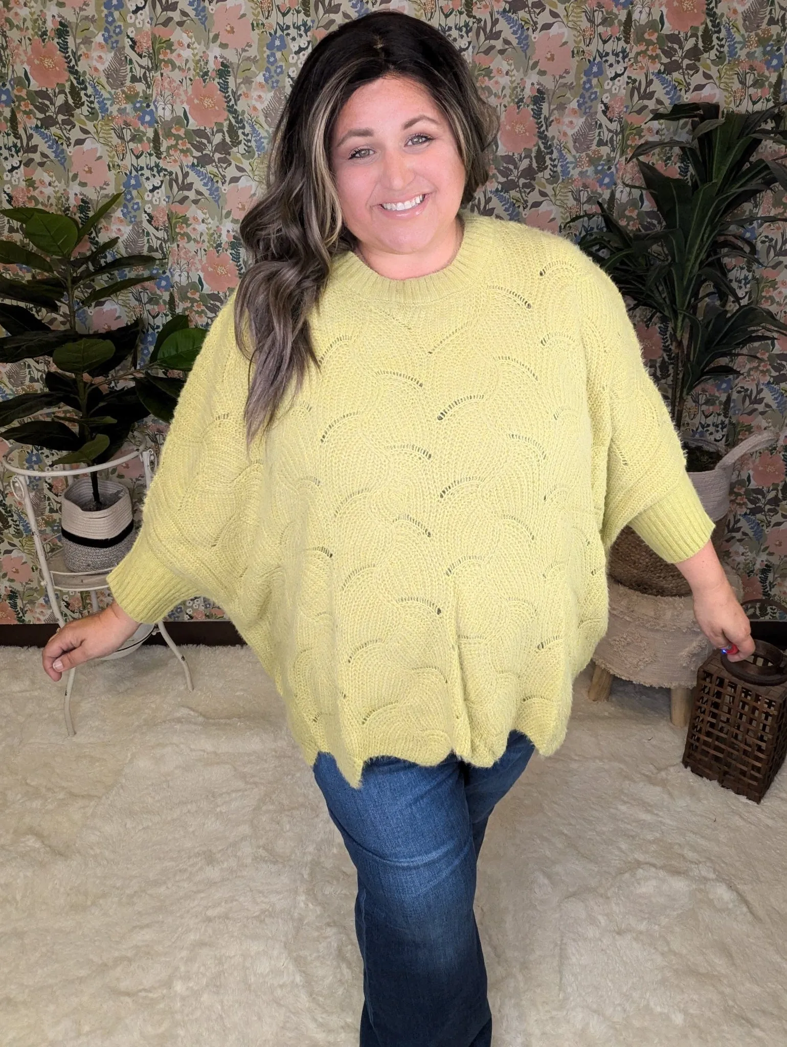 Bekah Pointelle Dolman Sweater in Pistachio