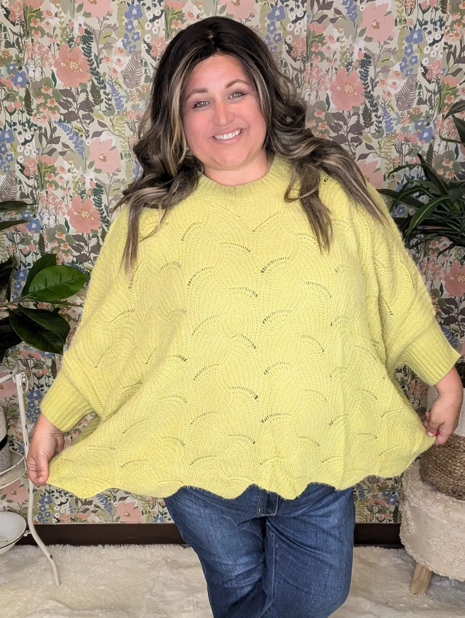 Bekah Pointelle Dolman Sweater in Pistachio