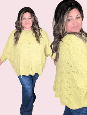 Bekah Pointelle Dolman Sweater in Pistachio