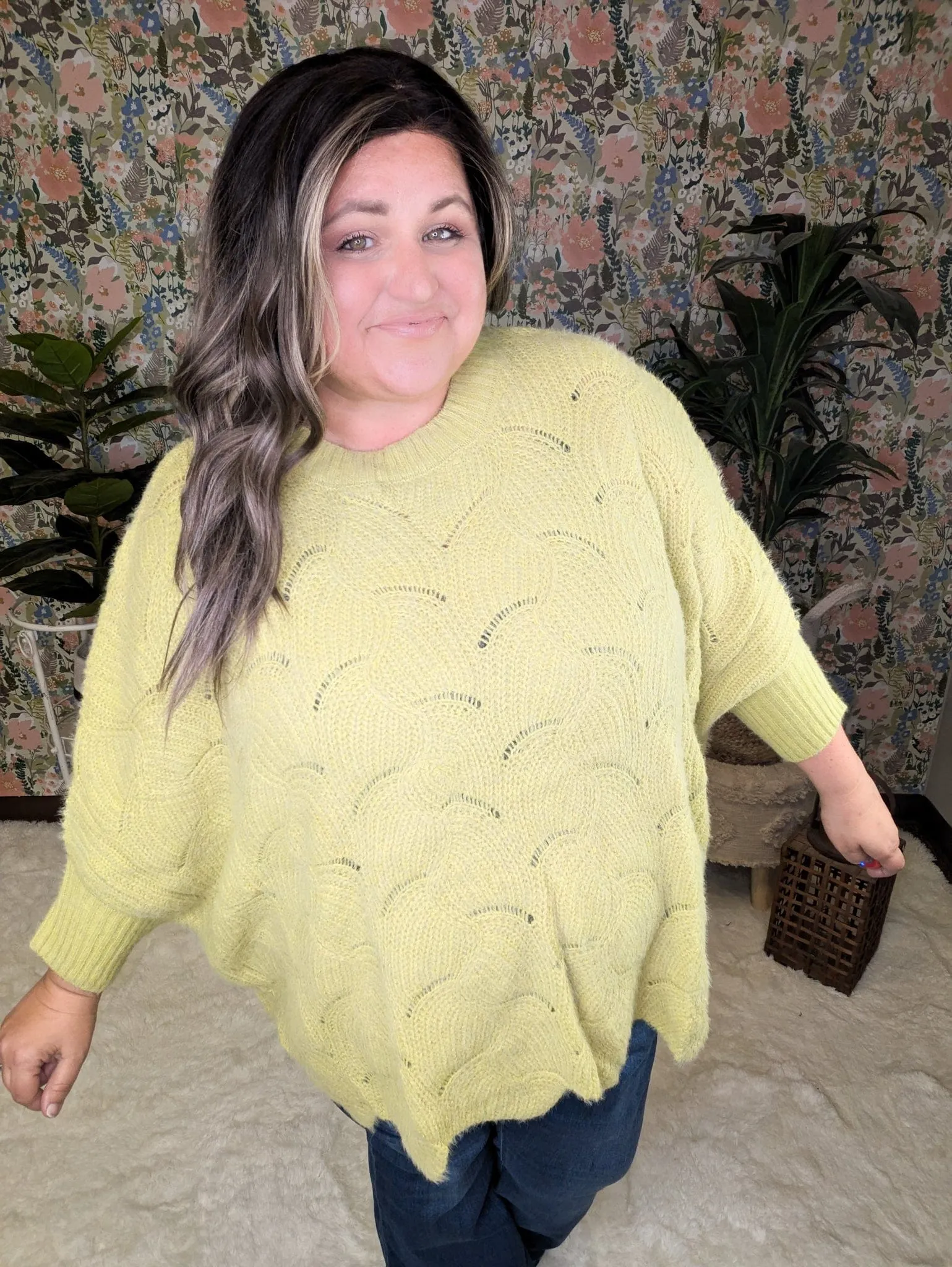 Bekah Pointelle Dolman Sweater in Pistachio