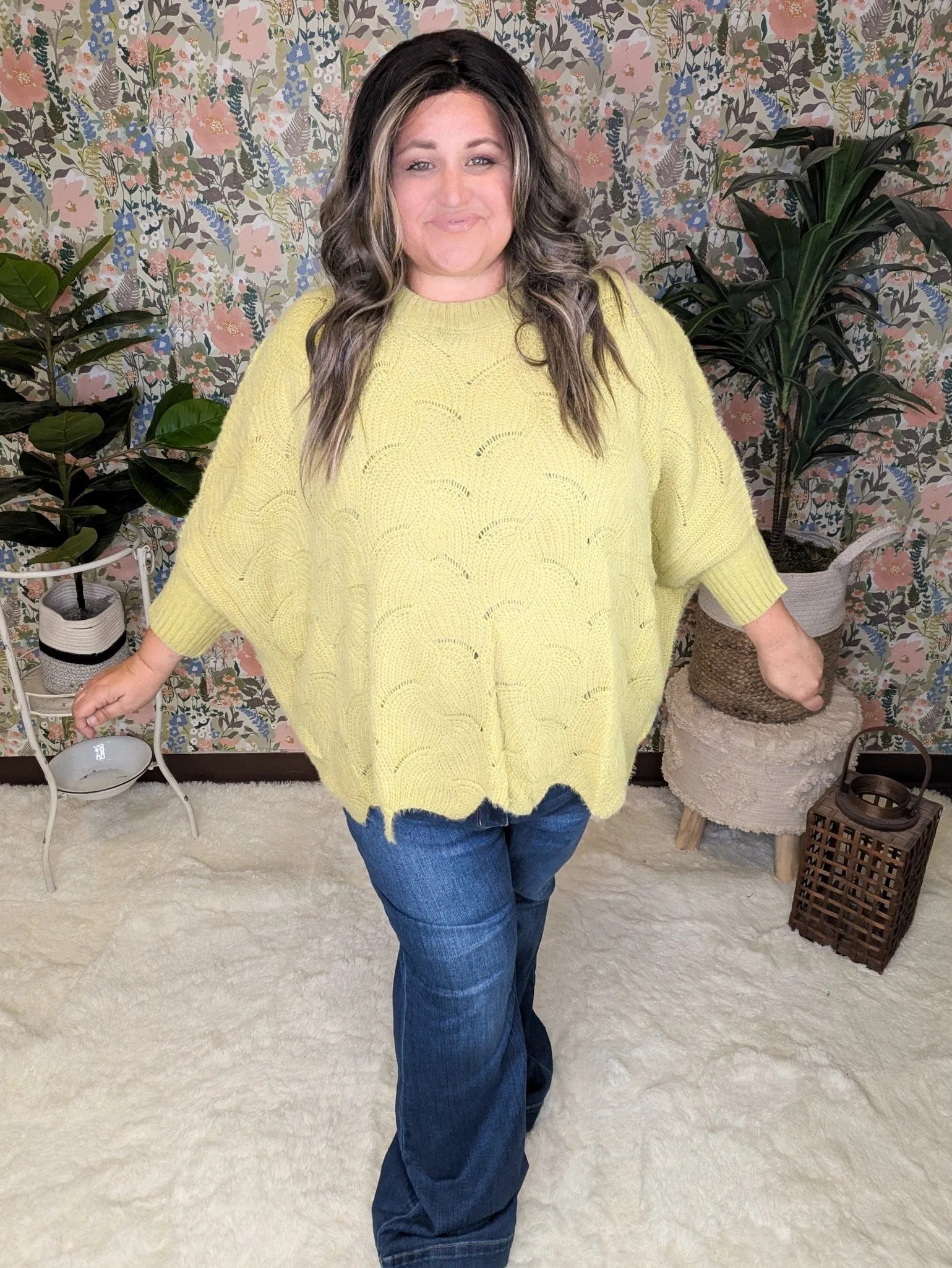 Bekah Pointelle Dolman Sweater in Pistachio