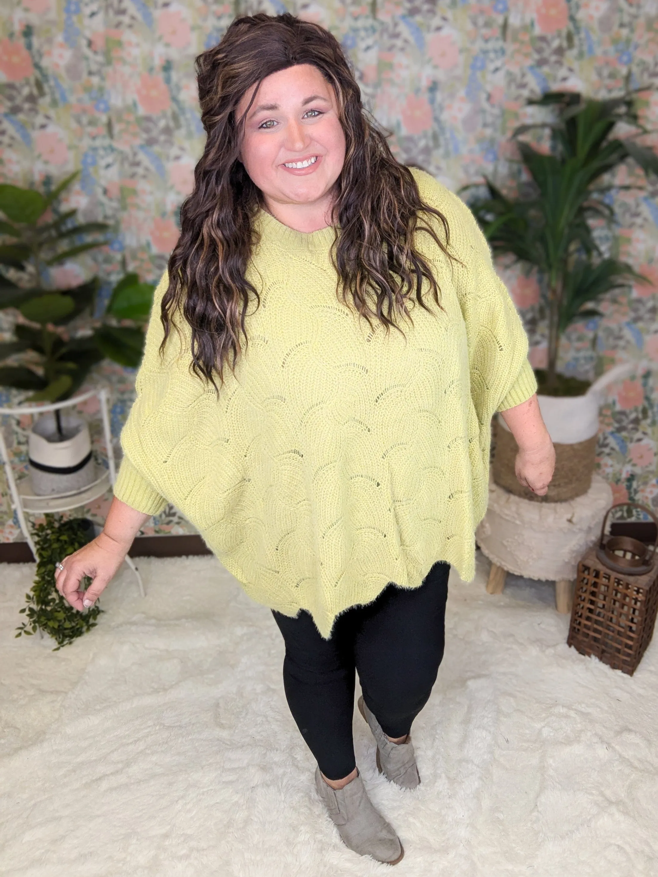 Bekah Pointelle Dolman Sweater in Pistachio
