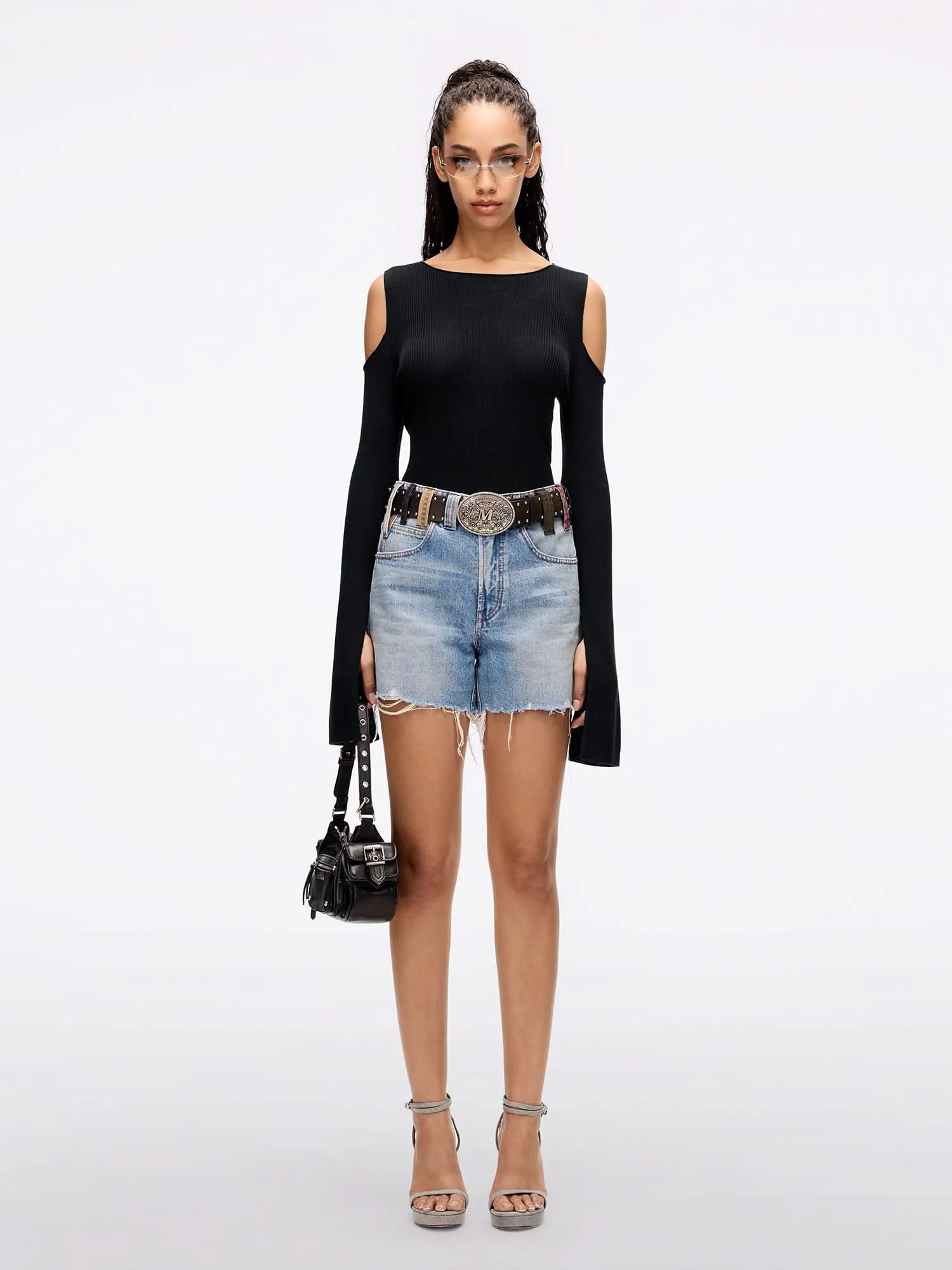 Belt Loop Denim Shorts