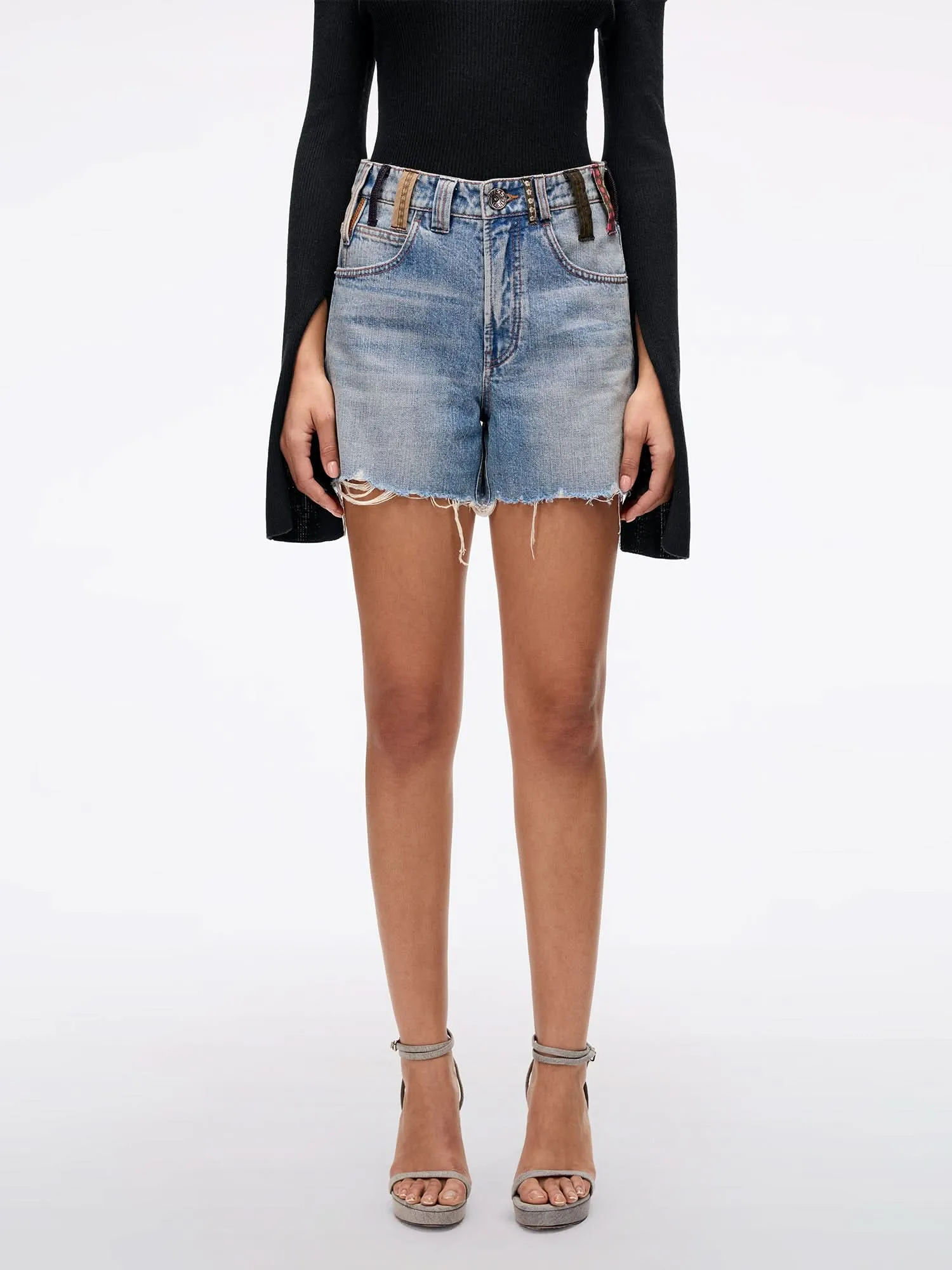 Belt Loop Denim Shorts
