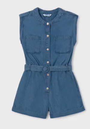 Belted Chambray Romper