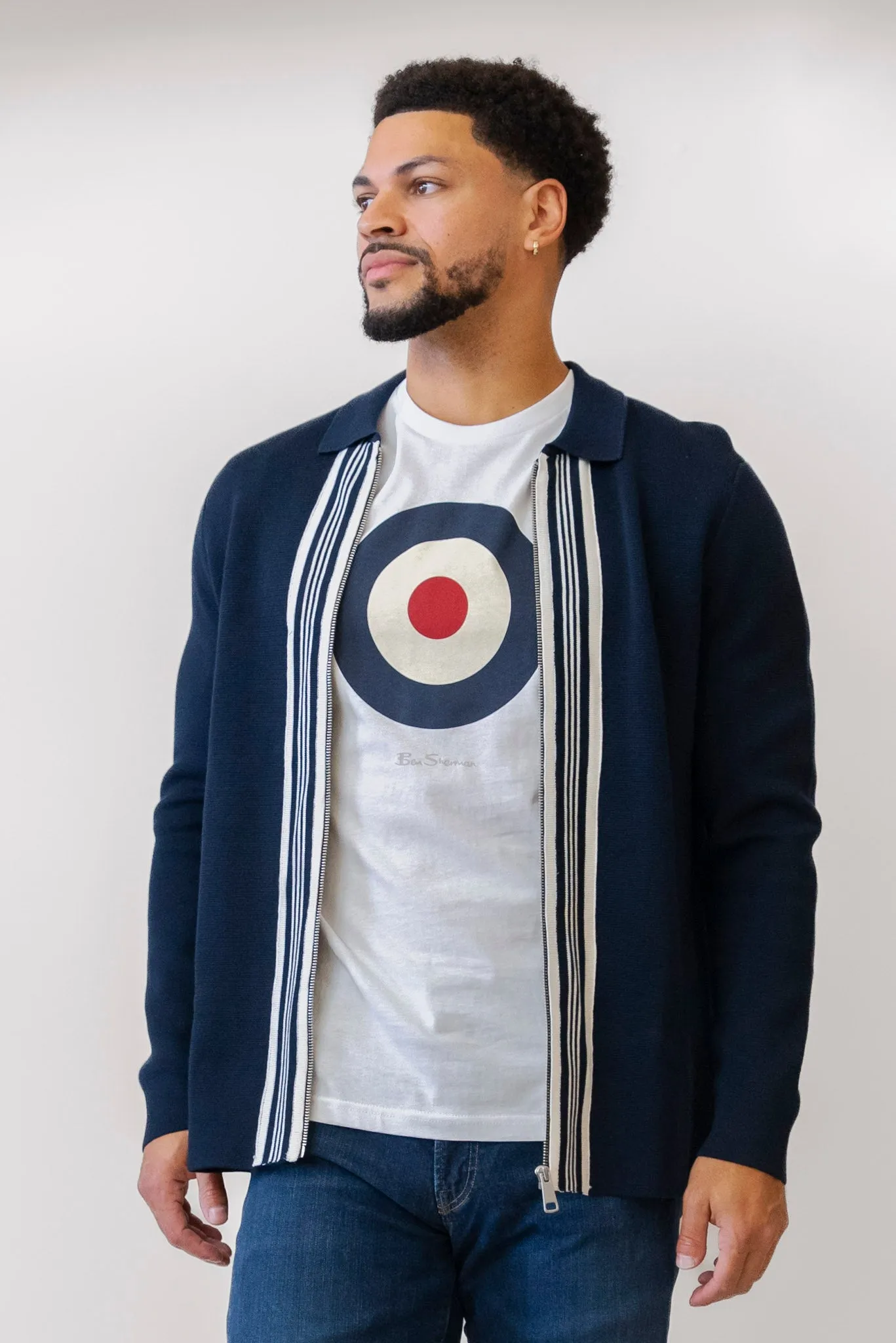 BEN SHERMAN Textured Zip Sweater