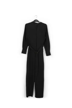 Black jumpsuit with belt