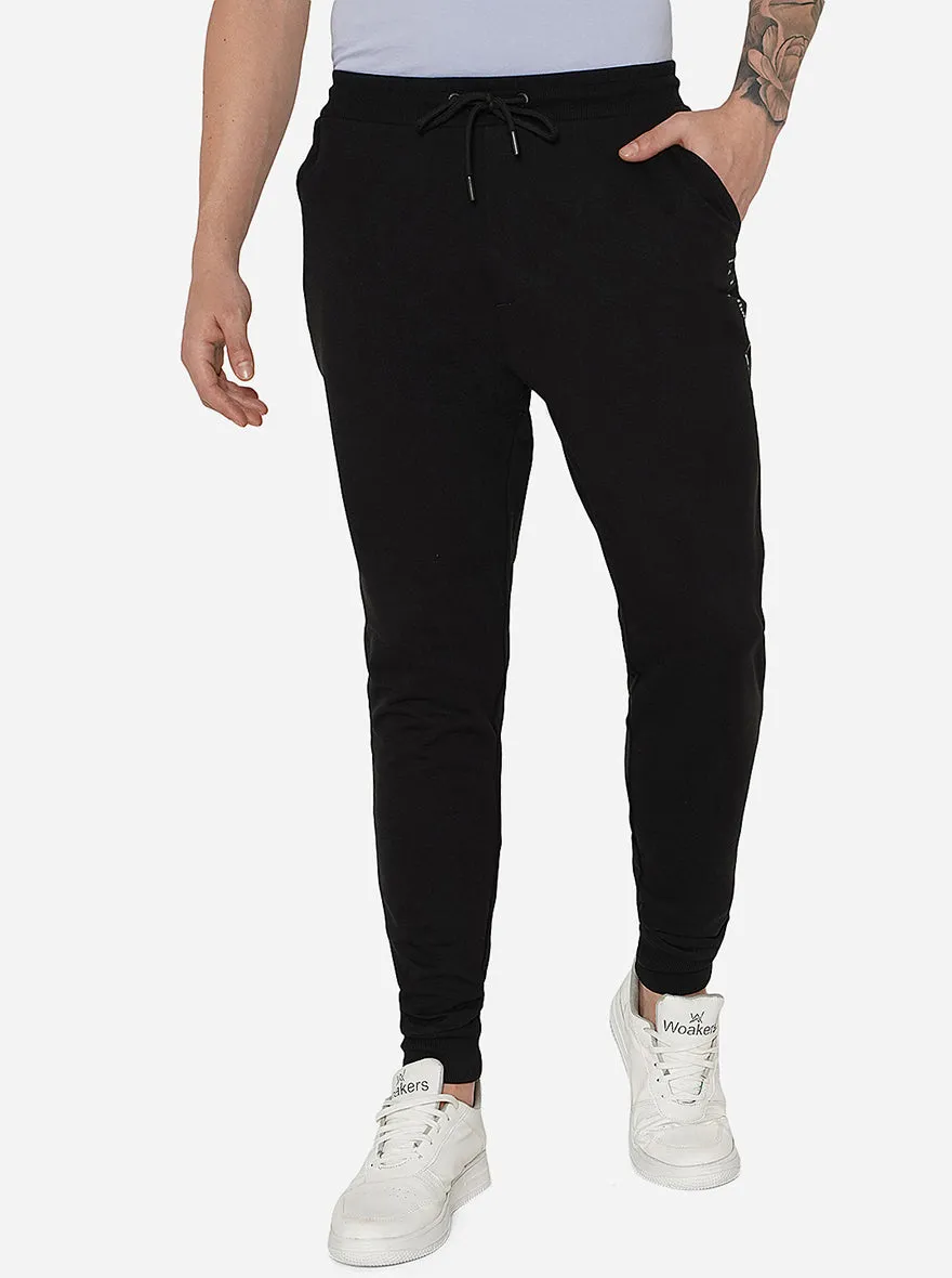 Black Solid Slim Fit Track Pant | JadeBlue