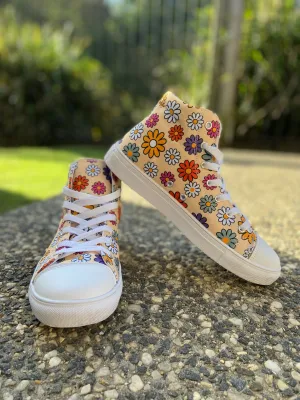 Boho Hippie Daisies Women's High Top Shoes