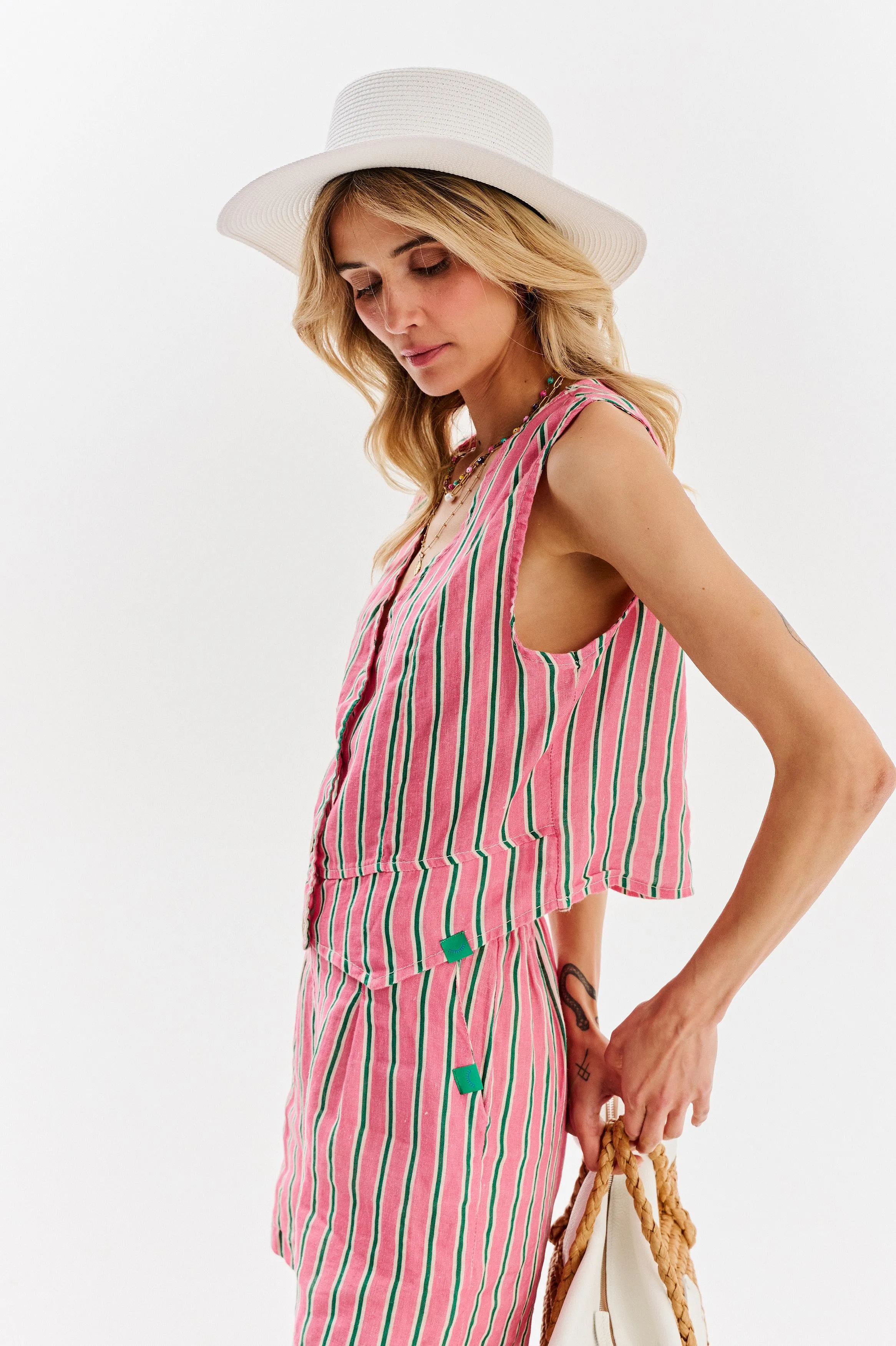 Candy Floss linen vest