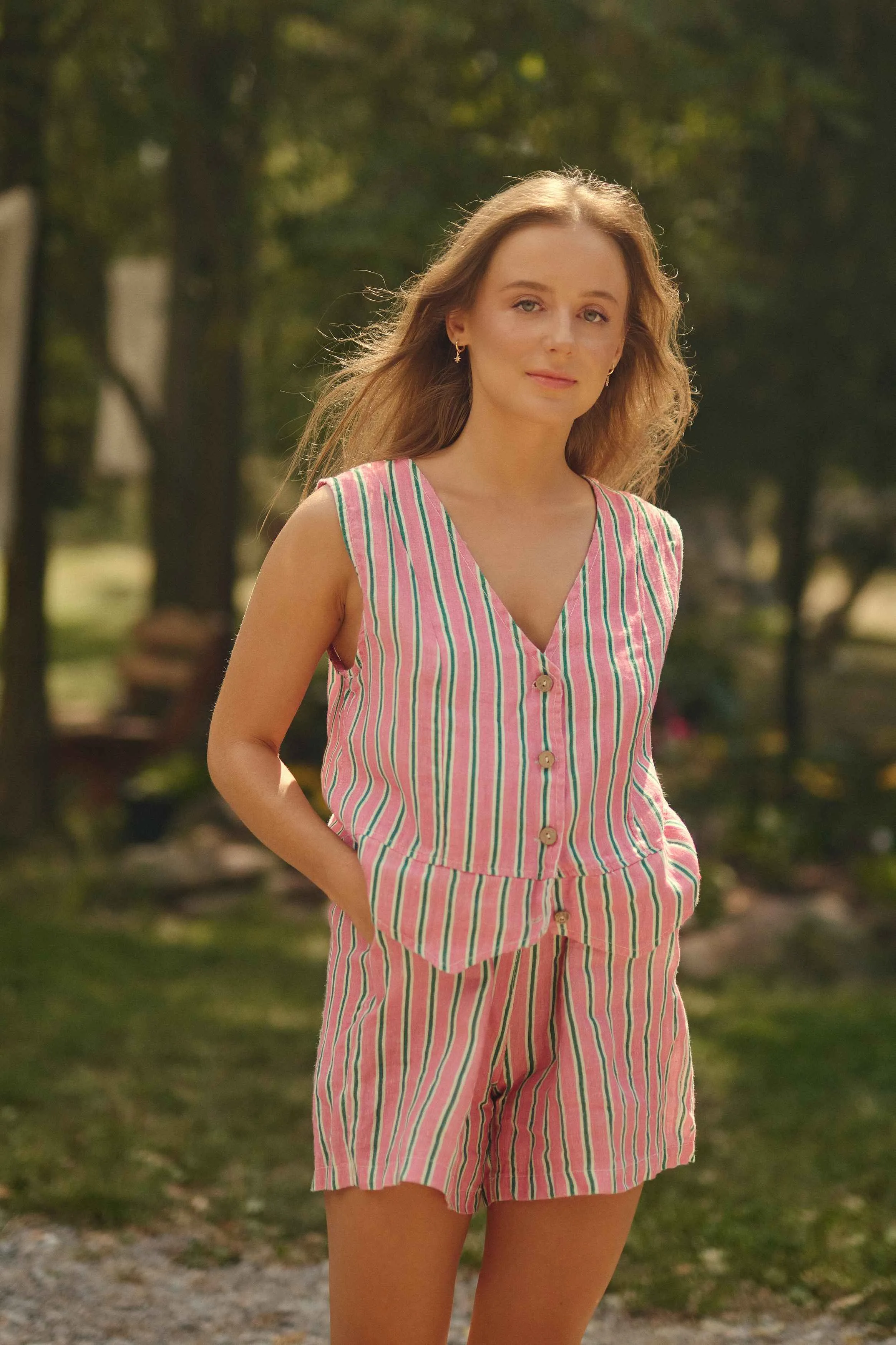 Candy Floss linen vest